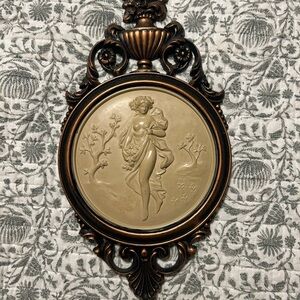 Vintage 1970s Coppercraft Guild Goddess Cameo Wall Hanging 15" Plastic